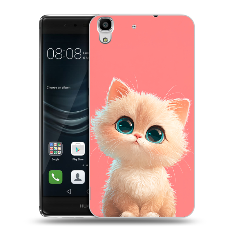 Силиконовый чехол на Huawei Y6II с принтом Розовый котенок Силиконовый чехол на Huawei Y6II с принтом Розовый котенок