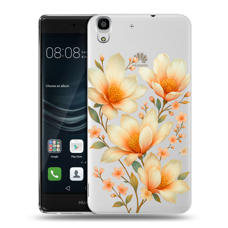 Силиконовый чехол на Huawei Y6II с принтом Цветы Силиконовый чехол на Huawei Y6II с принтом Цветы