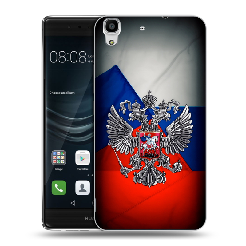 Пластиковый чехол на Huawei Y6II с принтом Флаг России Пластиковый чехол на Huawei Y6II с принтом Флаг России