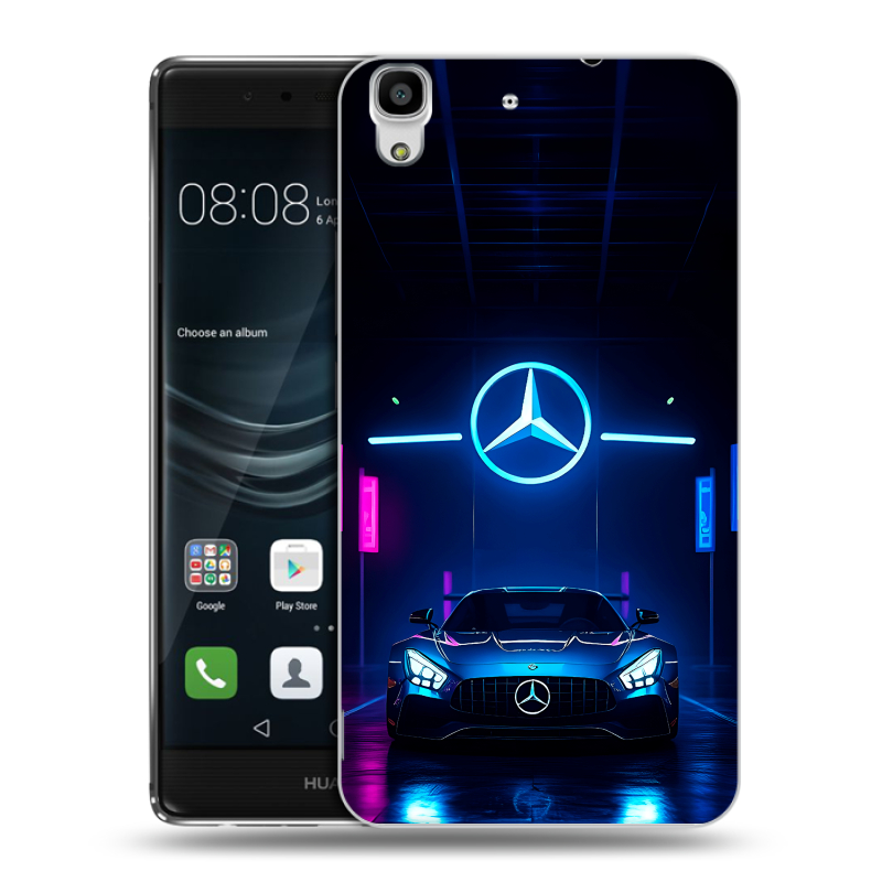 Силиконовый чехол на Huawei Y6II с принтом Mercedes Мерседес Силиконовый чехол на Huawei Y6II с принтом Mercedes Мерседес