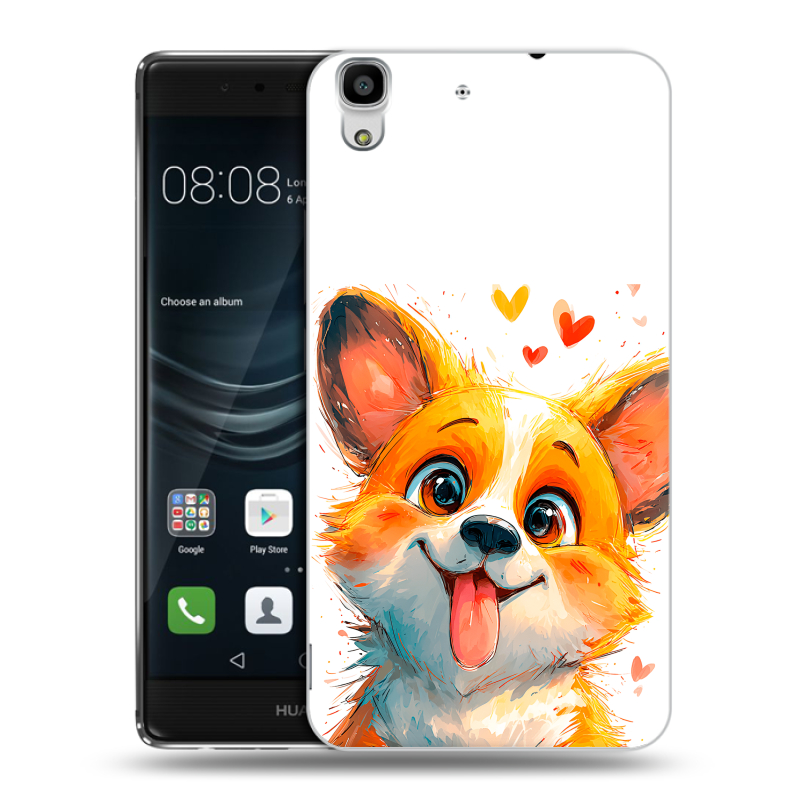 Силиконовый чехол на Huawei Y6II с принтом корги Силиконовый чехол на Huawei Y6II с принтом корги