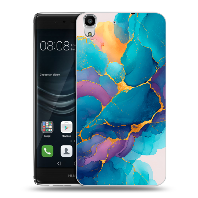 Пластиковый чехол на Huawei Y6II с принтом Мрамор блестки Пластиковый чехол на Huawei Y6II с принтом Мрамор блестки