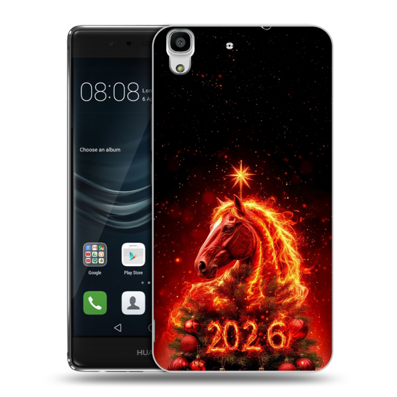 Силиконовый чехол на Huawei Y6II с принтом Новый год Силиконовый чехол на Huawei Y6II с принтом Новый год
