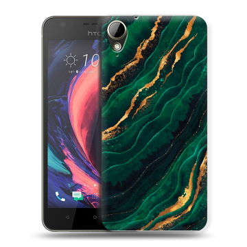 Пластиковый чехол на HTC Desire 10 Lifestyle с принтом Мрамор зеленое золото