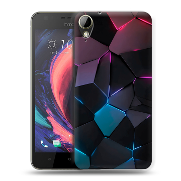 Пластиковый чехол на HTC Desire 10 Lifestyle с принтом Геометрия неона