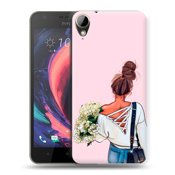Пластиковый чехол на HTC Desire 10 Lifestyle с принтом Девушка и букет Пластиковый чехол на HTC Desire 10 Lifestyle с принтом Девушка и букет