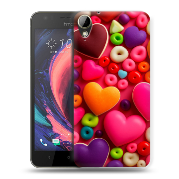 Пластиковый чехол на HTC Desire 10 Lifestyle с принтом Сердечки