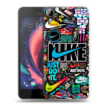Пластиковый чехол на HTC Desire 10 Lifestyle с принтом найк nike черный Пластиковый чехол на HTC Desire 10 Lifestyle с принтом найк nike черный