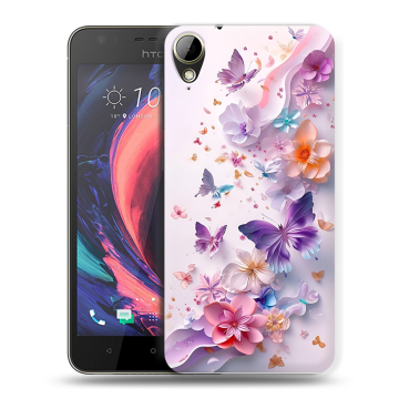 Пластиковый чехол на HTC Desire 10 Lifestyle с принтом цветы бабочки Пластиковый чехол на HTC Desire 10 Lifestyle с принтом цветы бабочки