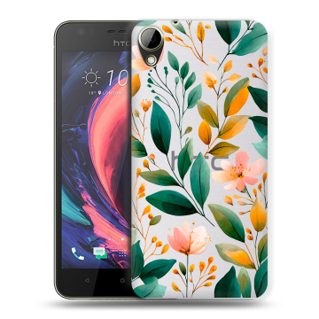 Пластиковый чехол на HTC Desire 10 Lifestyle с принтом Цветы паттерн