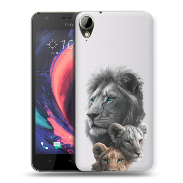 Пластиковый чехол на HTC Desire 10 Lifestyle с принтом Львы