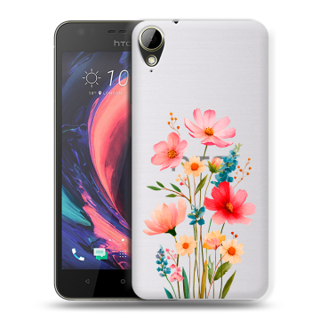 Пластиковый чехол на HTC Desire 10 Lifestyle с принтом Цветы