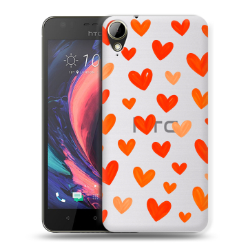 Пластиковый чехол на HTC Desire 10 Lifestyle с принтом Сердечки