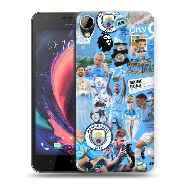 Пластиковый чехол на HTC Desire 10 Lifestyle с принтом Man City Манчестер Сити