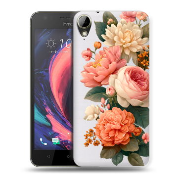 Пластиковый чехол на HTC Desire 10 Lifestyle с принтом цветы