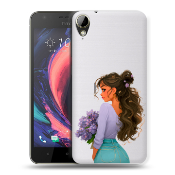 Пластиковый чехол на HTC Desire 10 Lifestyle с принтом девушка цветы