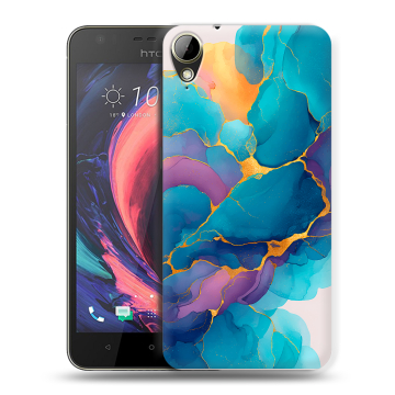 Пластиковый чехол на HTC Desire 10 Lifestyle с принтом Мрамор блестки