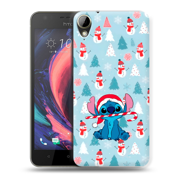 Пластиковый чехол на HTC Desire 10 Lifestyle с принтом Стич Новый год