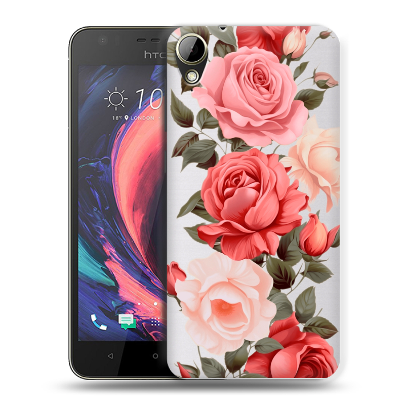 Пластиковый чехол на HTC Desire 10 Lifestyle с принтом Розы Пластиковый чехол на HTC Desire 10 Lifestyle с принтом Розы