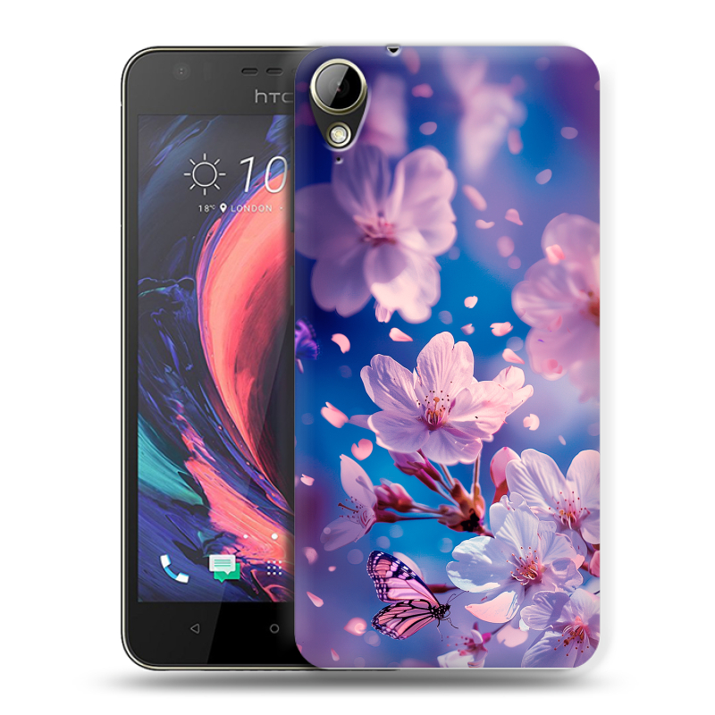 Пластиковый чехол на HTC Desire 10 Lifestyle с принтом цветы бабочки Пластиковый чехол на HTC Desire 10 Lifestyle с принтом цветы бабочки