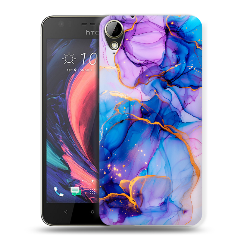 Пластиковый чехол на HTC Desire 10 Lifestyle с принтом синий мрамор Пластиковый чехол на HTC Desire 10 Lifestyle с принтом синий мрамор