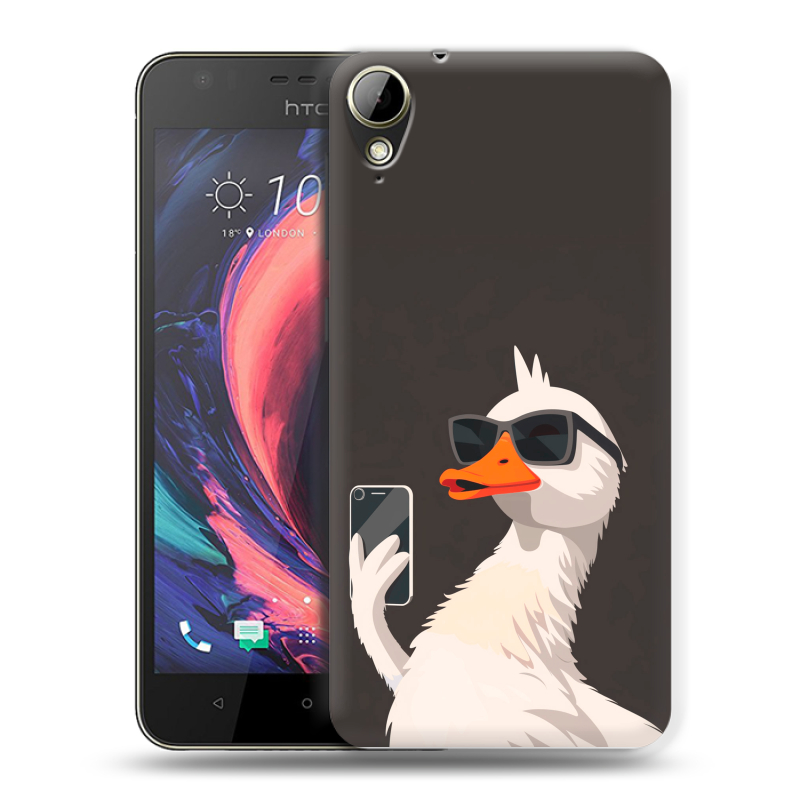 Пластиковый чехол на HTC Desire 10 Lifestyle с принтом утка в очках Пластиковый чехол на HTC Desire 10 Lifestyle с принтом утка в очках
