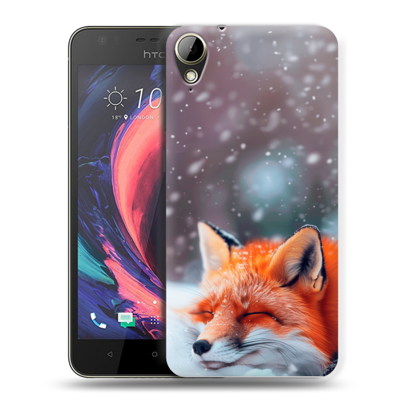 Пластиковый чехол на HTC Desire 10 Lifestyle с принтом лиса Пластиковый чехол на HTC Desire 10 Lifestyle с принтом лиса