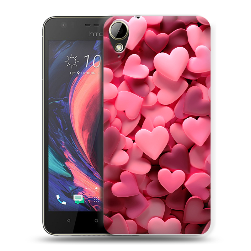 Пластиковый чехол на HTC Desire 10 Lifestyle с принтом розовые сердечки Пластиковый чехол на HTC Desire 10 Lifestyle с принтом розовые сердечки