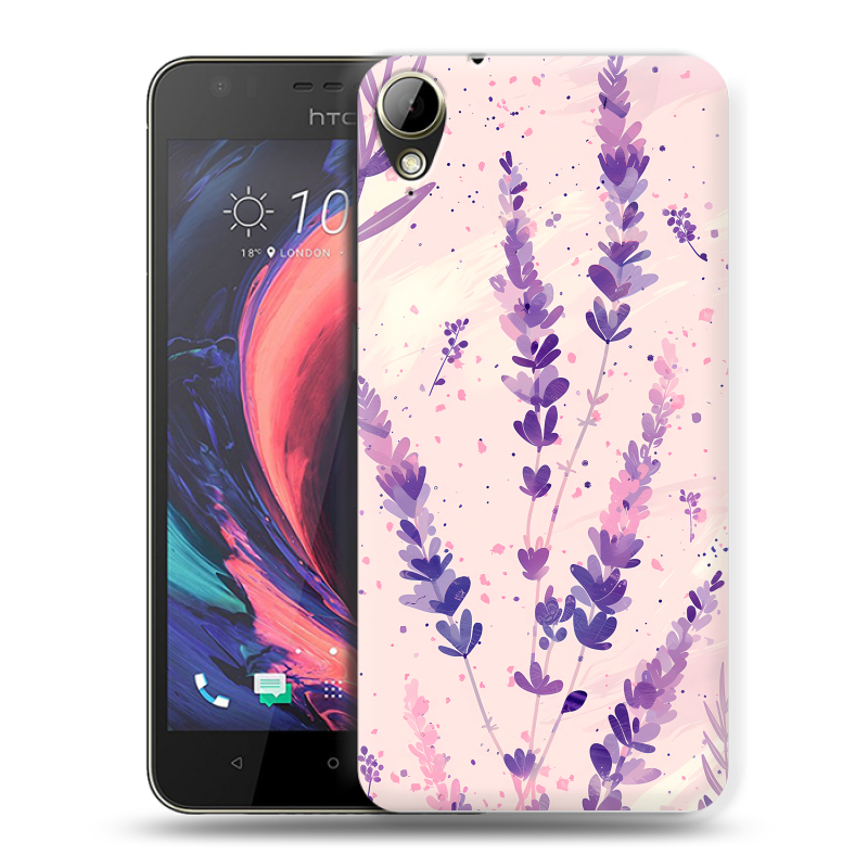 Пластиковый чехол на HTC Desire 10 Lifestyle с принтом цветы лаванда Пластиковый чехол на HTC Desire 10 Lifestyle с принтом цветы лаванда