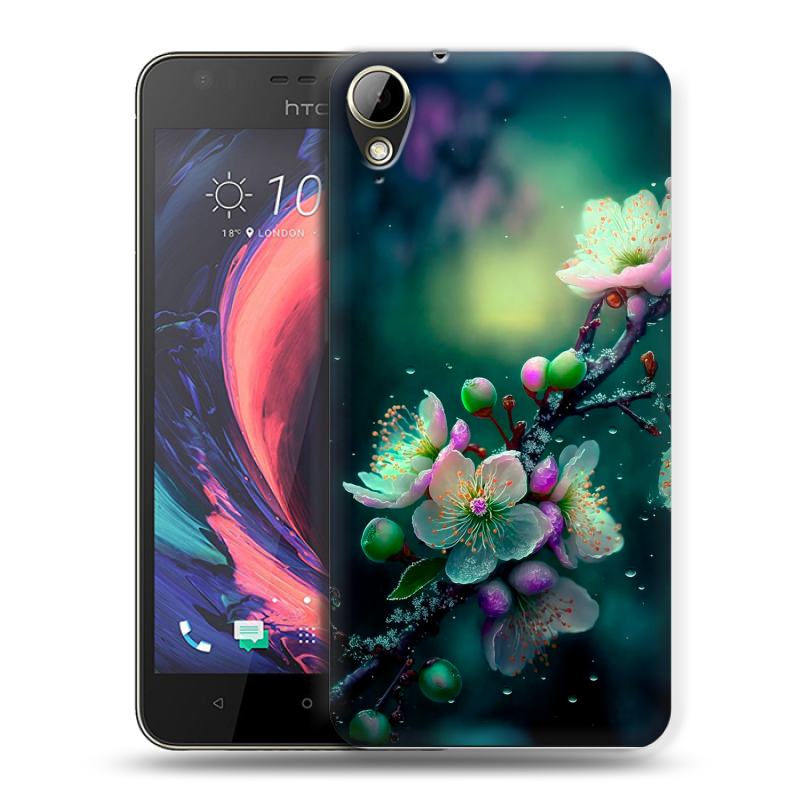 Пластиковый чехол на HTC Desire 10 Lifestyle с принтом Цветы и мрамор Пластиковый чехол на HTC Desire 10 Lifestyle с принтом Цветы и мрамор