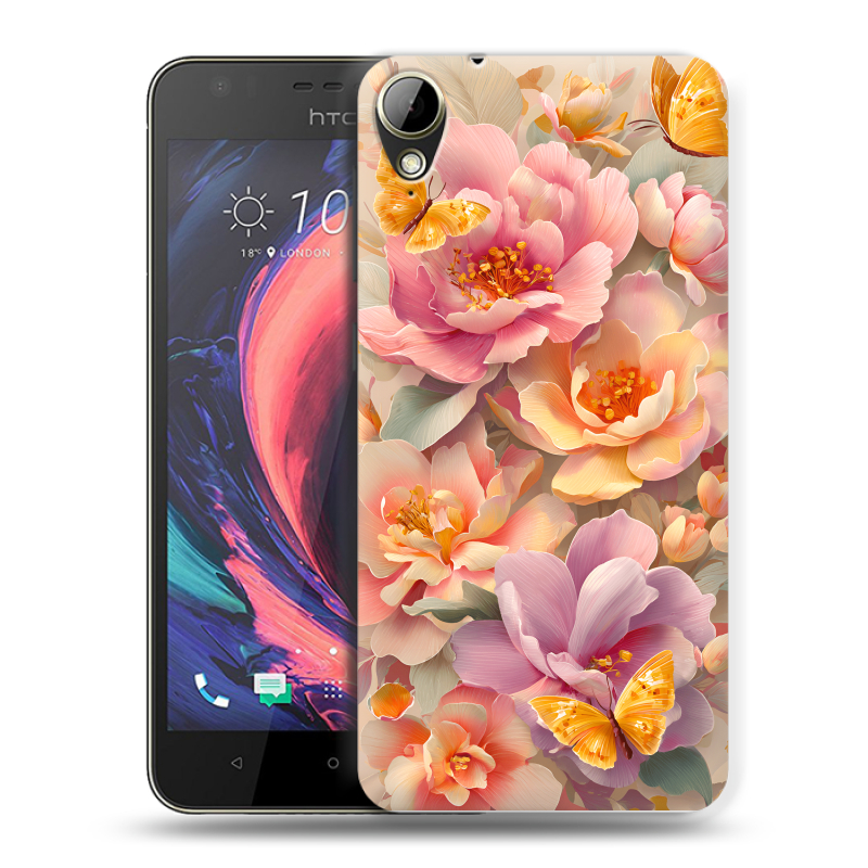 Пластиковый чехол на HTC Desire 10 Lifestyle с принтом Цветы и бабочки Пластиковый чехол на HTC Desire 10 Lifestyle с принтом Цветы и бабочки
