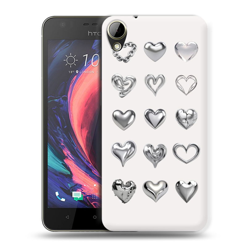 Пластиковый чехол на HTC Desire 10 Lifestyle с принтом Y2K сердечки Пластиковый чехол на HTC Desire 10 Lifestyle с принтом Y2K сердечки