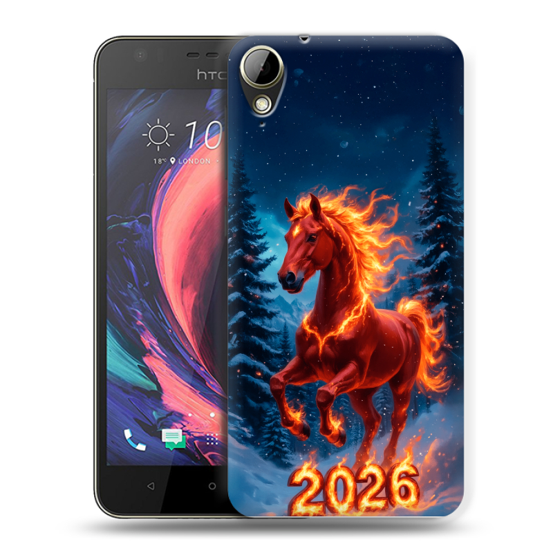 Пластиковый чехол на HTC Desire 10 Lifestyle с принтом Новый год коня Пластиковый чехол на HTC Desire 10 Lifestyle с принтом Новый год коня