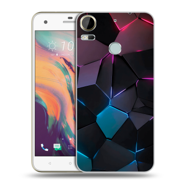 Силиконовый чехол на HTC Desire 10 Pro с принтом Геометрия неона