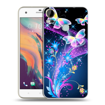 Силиконовый чехол на HTC Desire 10 Pro с принтом Бабочки