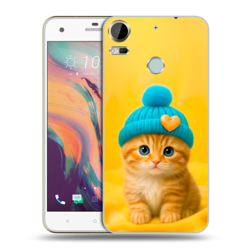 Силиконовый чехол на HTC Desire 10 Pro с принтом Котенок в шапке