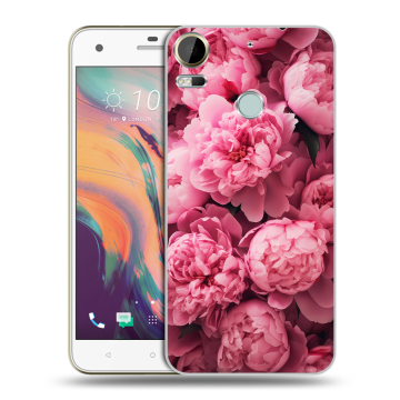 Силиконовый чехол на HTC Desire 10 Pro с принтом цветы пионы
