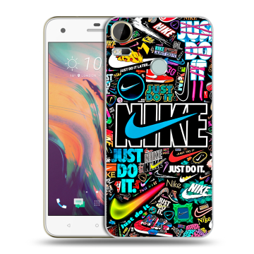Силиконовый чехол на HTC Desire 10 Pro с принтом найк nike черный Силиконовый чехол на HTC Desire 10 Pro с принтом найк nike черный