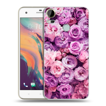 Силиконовый чехол на HTC Desire 10 Pro с принтом лавандовые розы