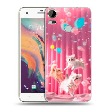 Силиконовый чехол на HTC Desire 10 Pro с принтом милые котики