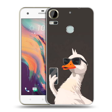 Силиконовый чехол на HTC Desire 10 Pro с принтом утка в очках