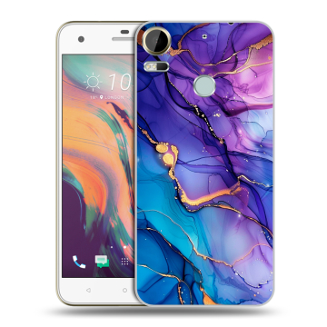 Силиконовый чехол на HTC Desire 10 Pro с принтом синий мрамор