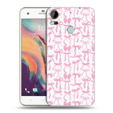 Силиконовый чехол на HTC Desire 10 Pro с принтом Розовые бантики