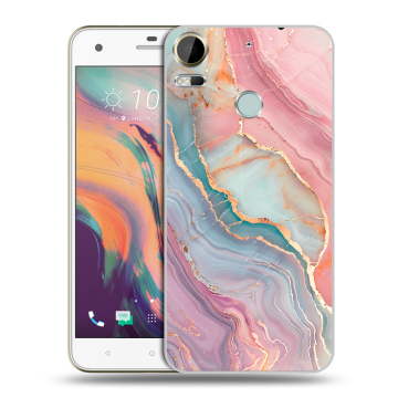 Силиконовый чехол на HTC Desire 10 Pro с принтом розовый мрамор