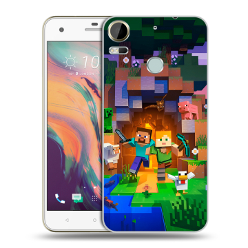 Силиконовый чехол на HTC Desire 10 Pro с принтом Майнкрафт Minecraft Силиконовый чехол на HTC Desire 10 Pro с принтом Майнкрафт Minecraft