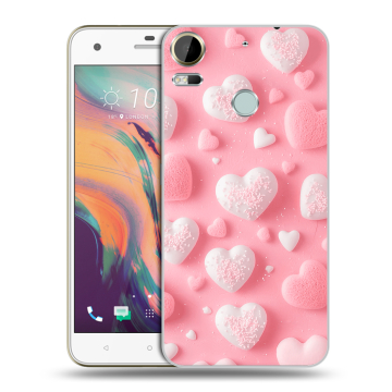 Силиконовый чехол на HTC Desire 10 Pro с принтом Сердечки