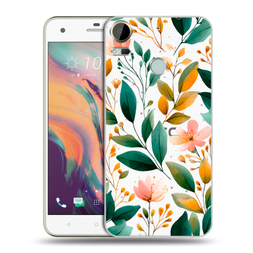 Силиконовый чехол на HTC Desire 10 Pro с принтом Цветы паттерн