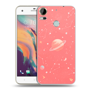 Силиконовый чехол на HTC Desire 10 Pro с принтом Розовый космос