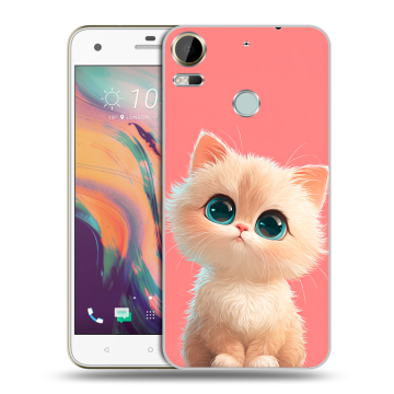 Силиконовый чехол на HTC Desire 10 Pro с принтом Розовый котенок