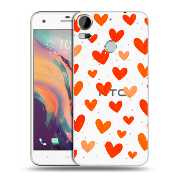Силиконовый чехол на HTC Desire 10 Pro с принтом Сердечки